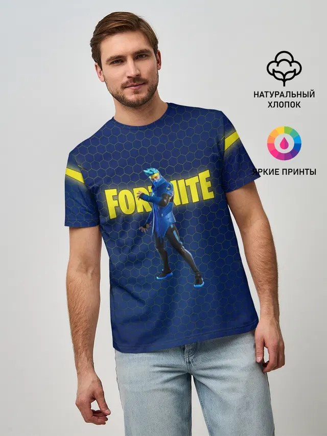 Мужская базовая футболка с принтом «Фортнайт — FORTNITE NINJA»