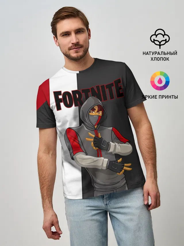 Мужская базовая футболка с принтом «Фортнайт — IKONIK»