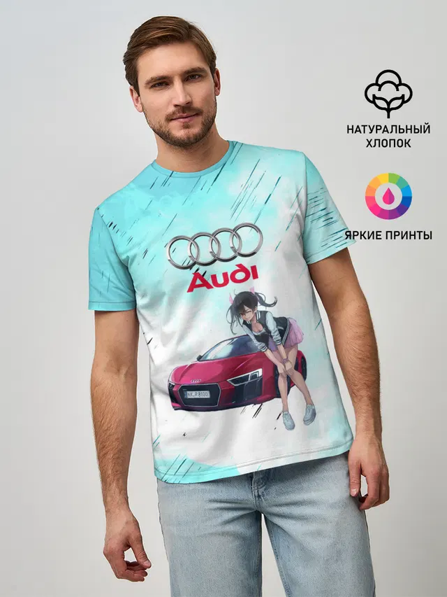 Мужская базовая футболка с принтом «Audi»