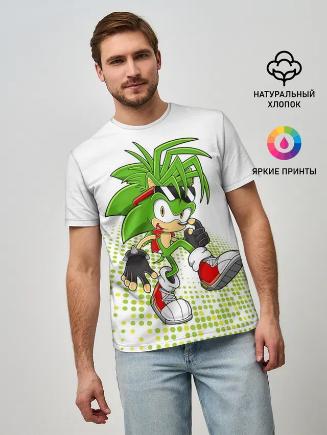 Мужская базовая футболка с принтом «Manic the Hedgehog»