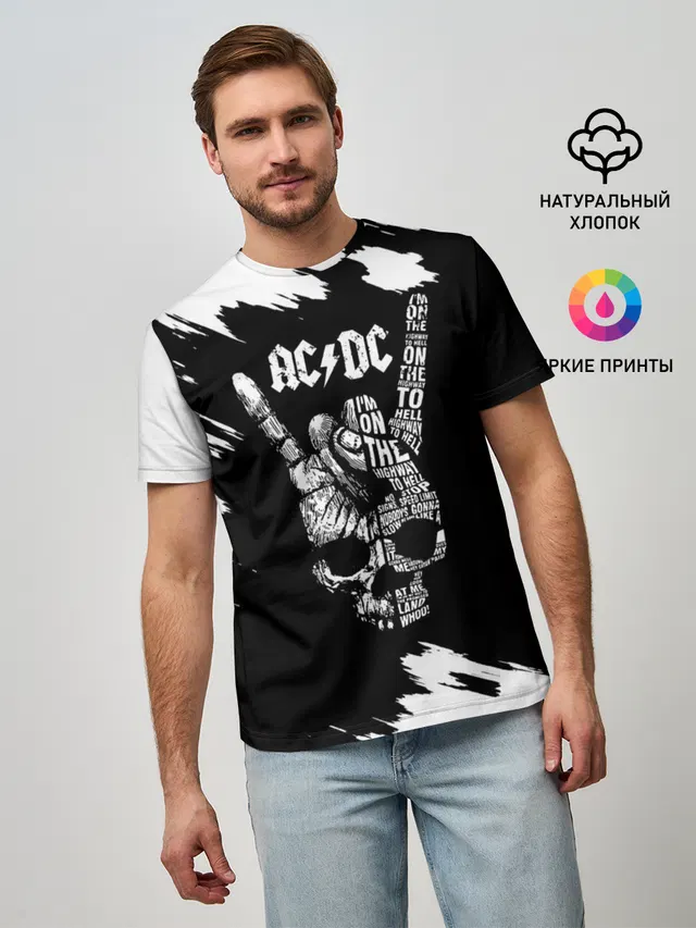 Мужская базовая футболка с принтом «Rock hand»