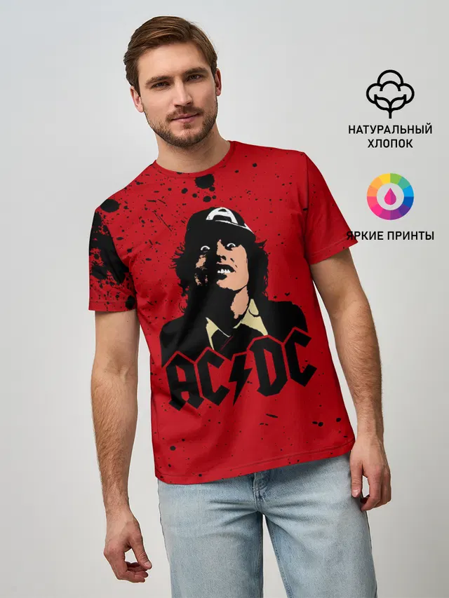 Мужская базовая футболка с принтом «Angus Young»