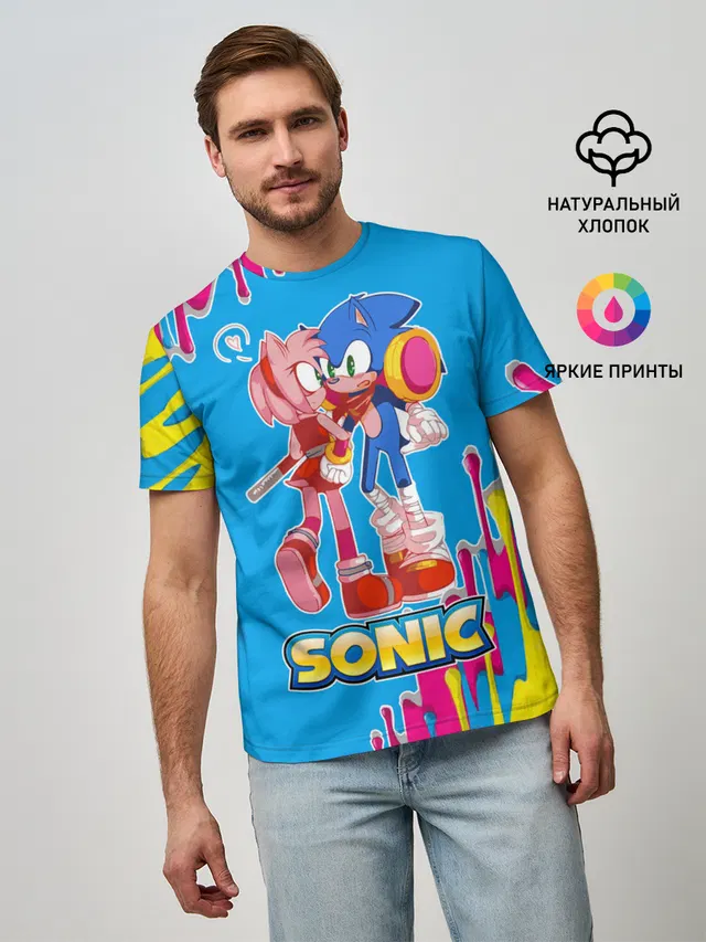 Мужская базовая футболка с принтом «Разные игры — Sonic»
