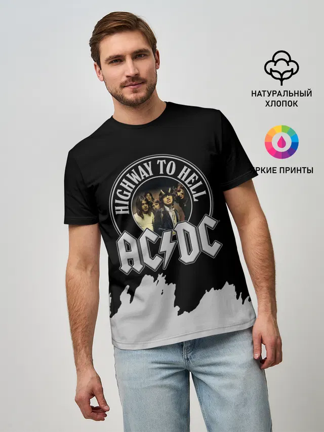 Мужская базовая футболка с принтом «Highway to Hell album»