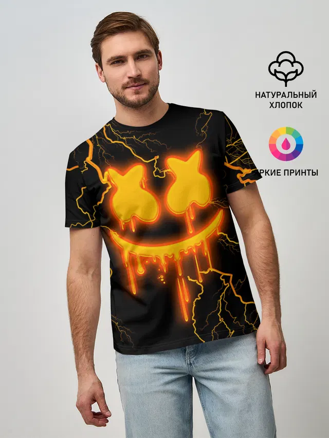 Мужская базовая футболка с принтом «lightning»