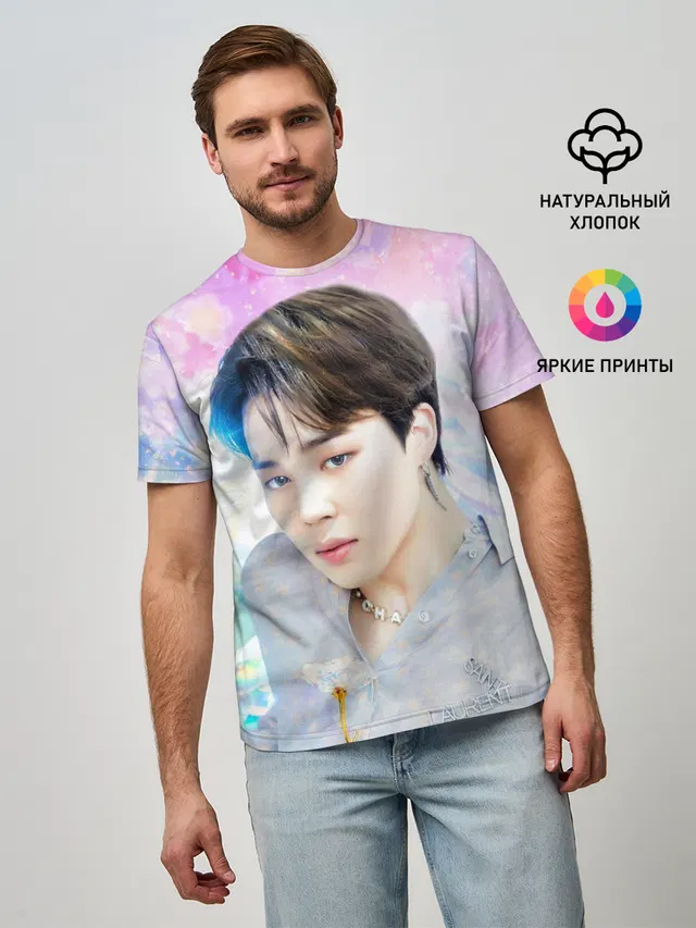 Мужская базовая футболка с принтом «BTS — БТС 2020 Season Greeting Чимин»