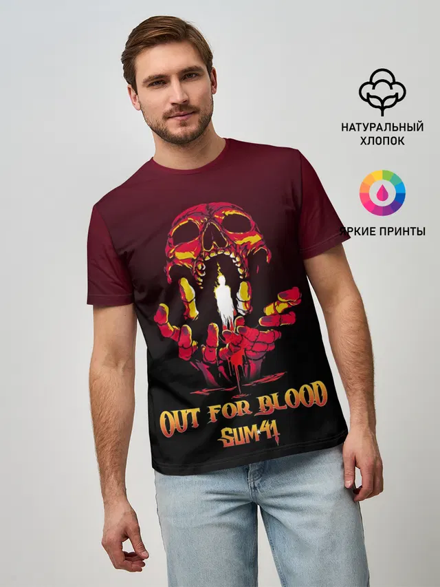 Мужская базовая футболка с принтом «Sum41 — Out for blood»
