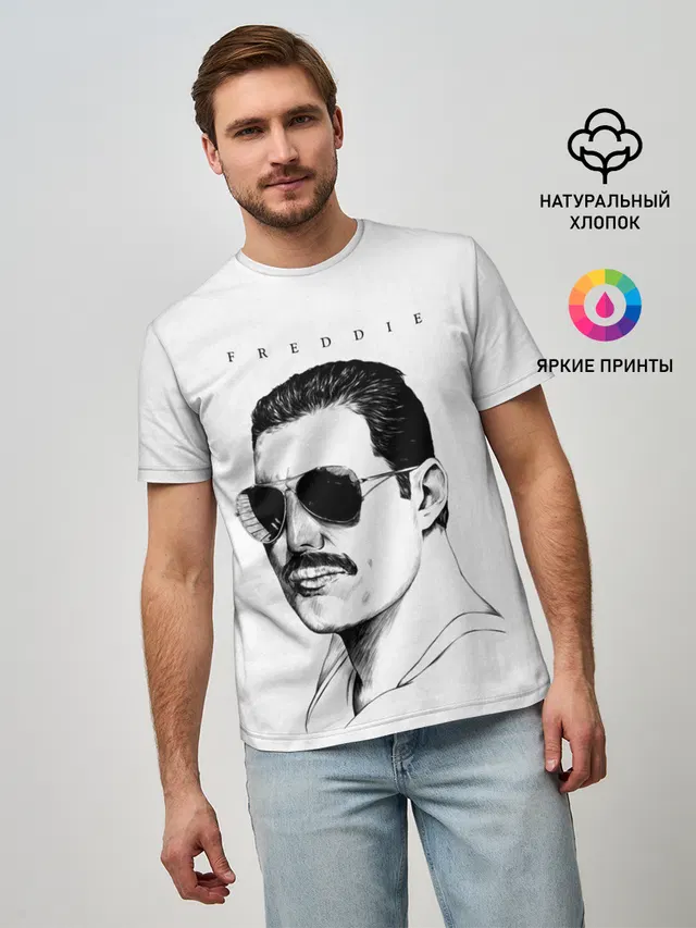 Мужская базовая футболка с принтом «Sunglasses»
