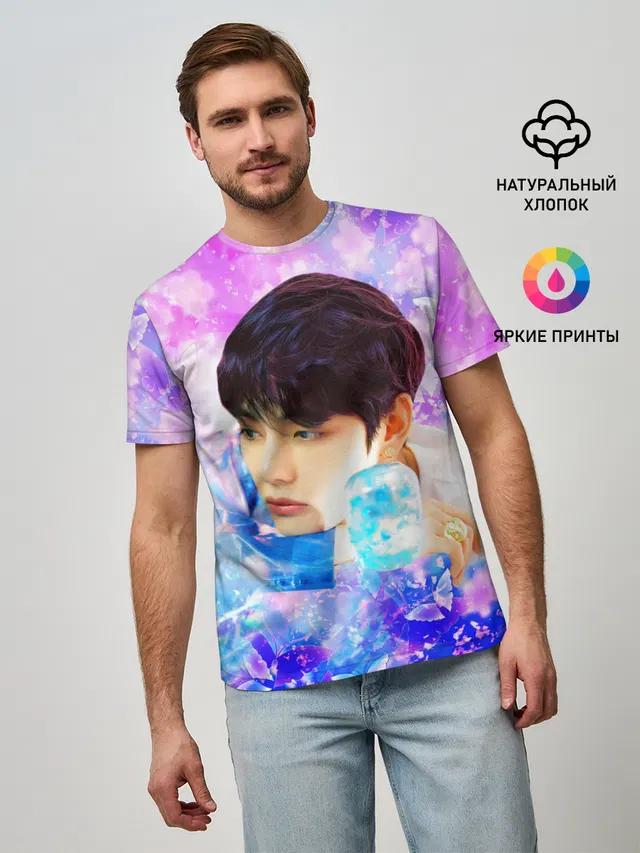 Мужская базовая футболка с принтом «BTS — БТС 2020 Season Greeting Ви V»