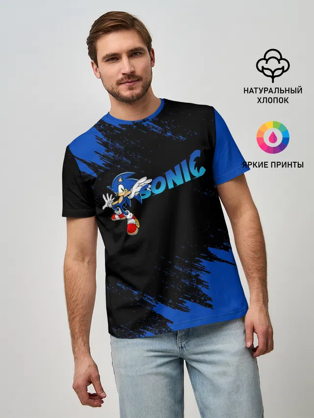 Мужская базовая футболка с принтом «Sonic logo»