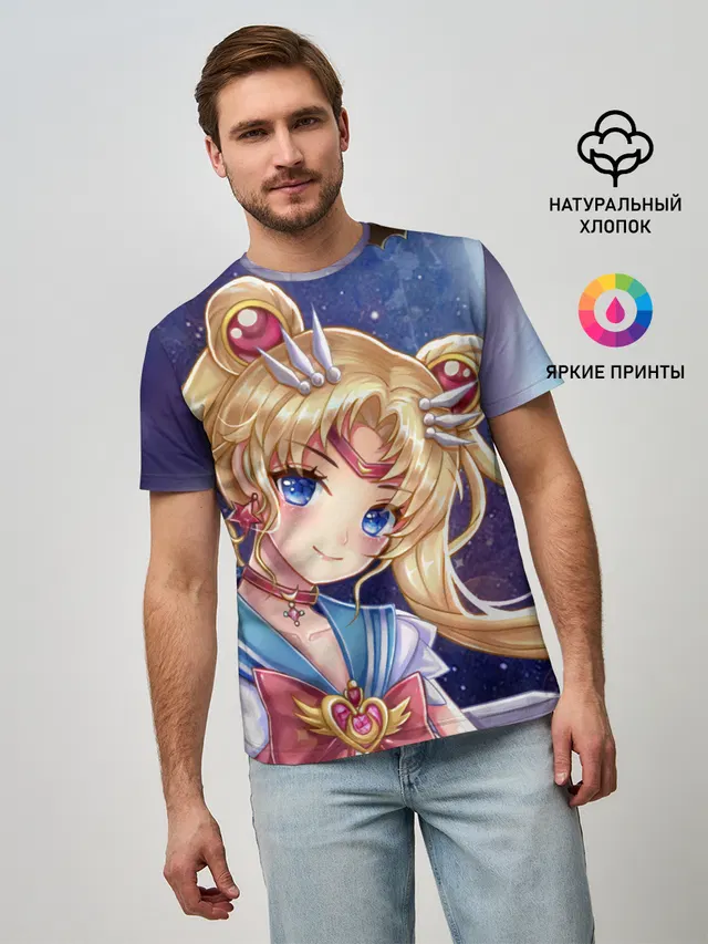 Мужская базовая футболка с принтом «Sailor Moon»