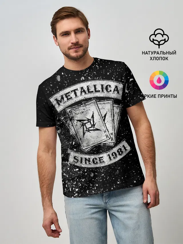 Мужская базовая футболка с принтом «Metallica»