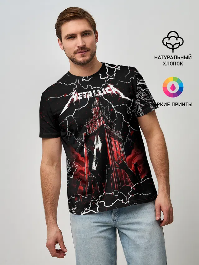 Мужская базовая футболка с принтом «Metallica»