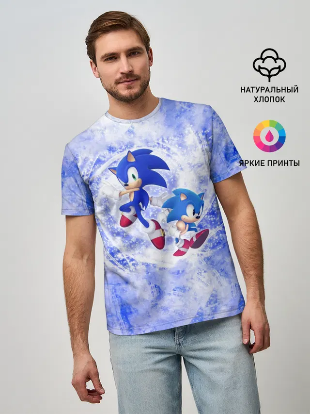 Мужская базовая футболка с принтом «Classic Sonic»