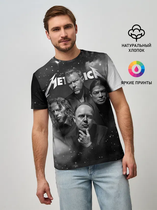 Мужская базовая футболка с принтом «Metallica»
