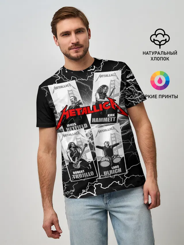 Мужская базовая футболка с принтом «Metallica»