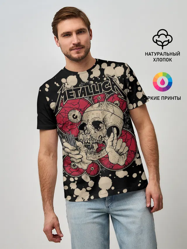 Мужская базовая футболка с принтом «Metallica»