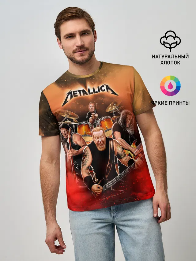 Мужская базовая футболка с принтом «Metallica»