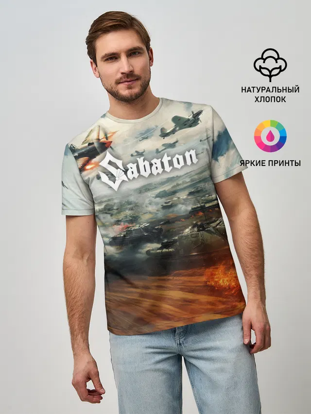Мужская базовая футболка с принтом «Sabaton»