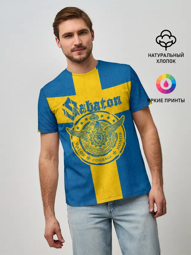 Мужская базовая футболка с принтом «Swedish flag»