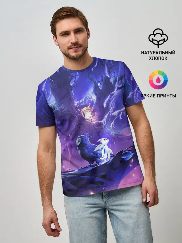 Мужская базовая футболка с принтом «Ori and the will of the wisps»