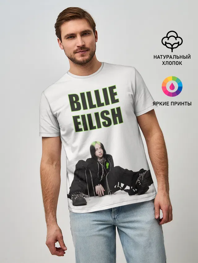 Мужская базовая футболка с принтом «Billie Eilish»