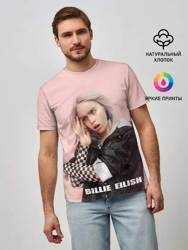 Мужская базовая футболка с принтом «Billie Eilish»