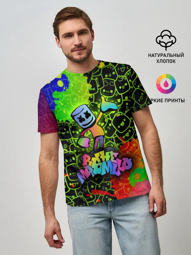Мужская базовая футболка с принтом «Doodle Pattern»