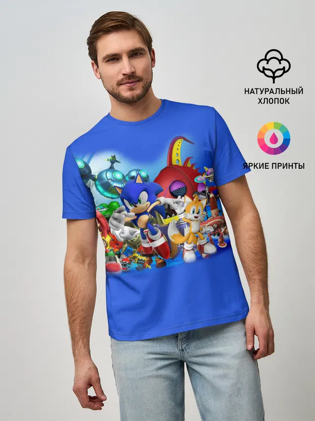 Мужская базовая футболка с принтом «Knuckles the Echidna»