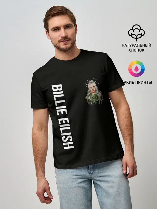 Мужская базовая футболка с принтом «Billie Eilish»
