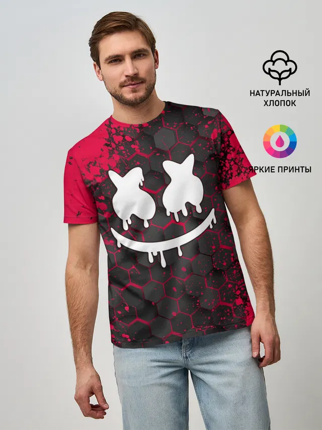 Мужская базовая футболка с принтом «Hexagon pattern»