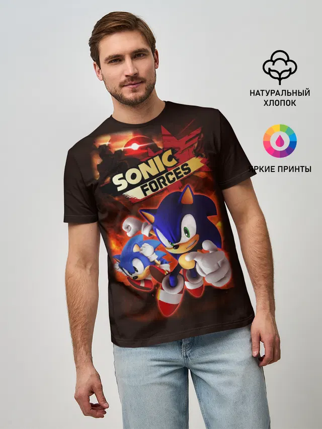 Мужская базовая футболка с принтом «Sonic Forces»