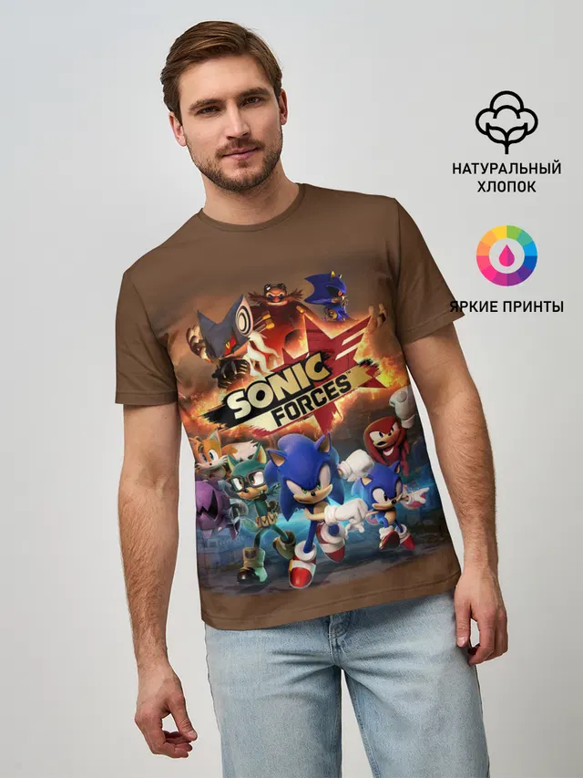 Мужская базовая футболка с принтом «Sonic Forces»