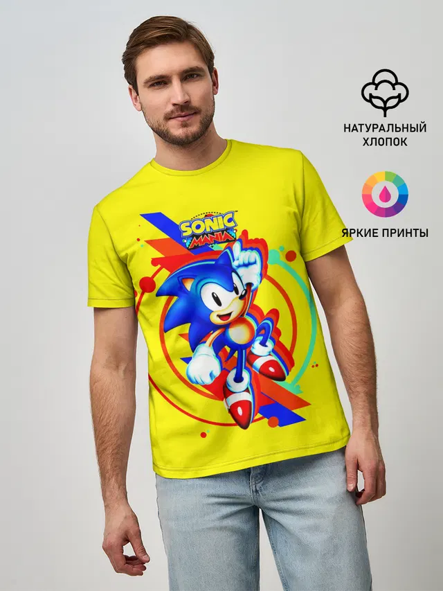 Мужская базовая футболка с принтом «Sonic Mania»