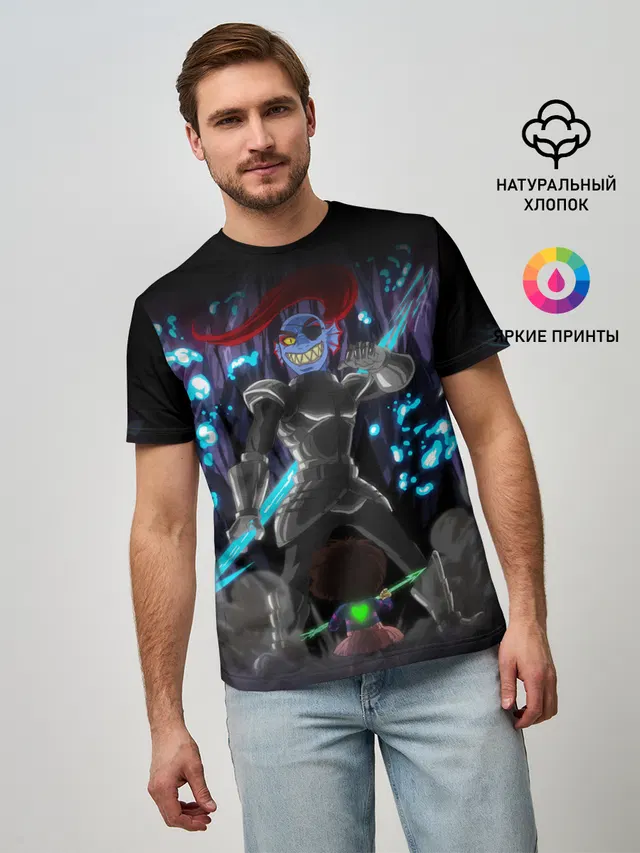 Мужская базовая футболка с принтом «Undyne»