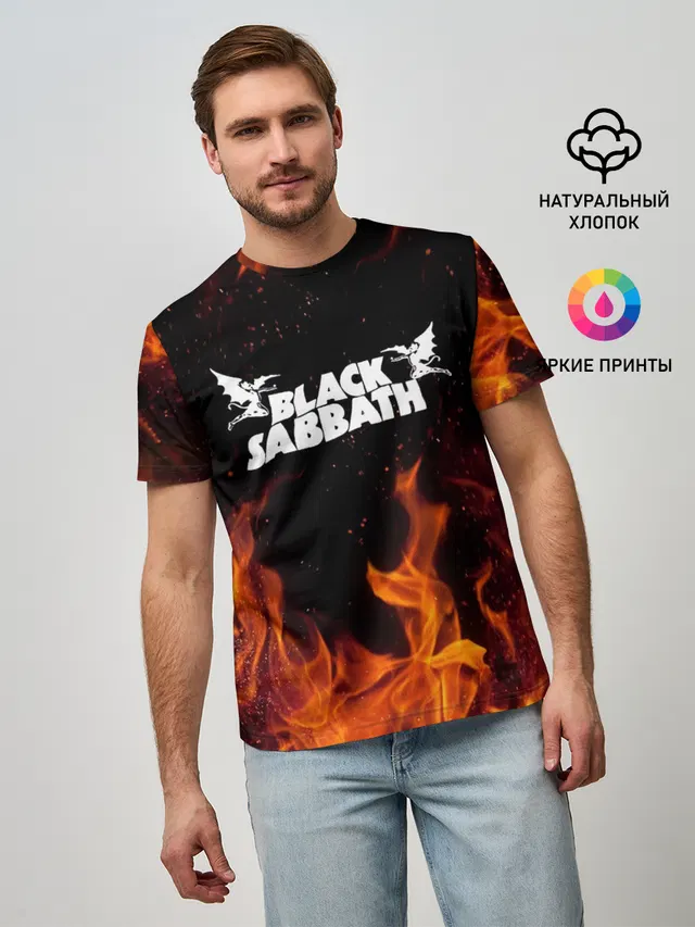 Мужская базовая футболка с принтом «Fire»