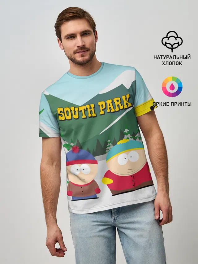 Мужская базовая футболка с принтом «Разное — ЮЖНЫЙ ПАРК — SOUTH PARK»