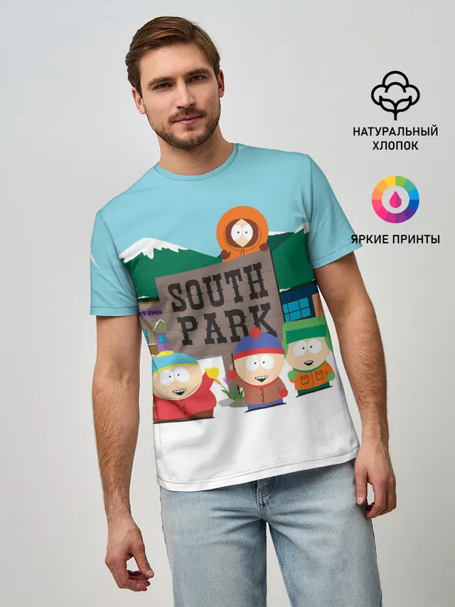 Мужская базовая футболка с принтом «Разное — ЮЖНЫЙ ПАРК — SOUTH PARK»