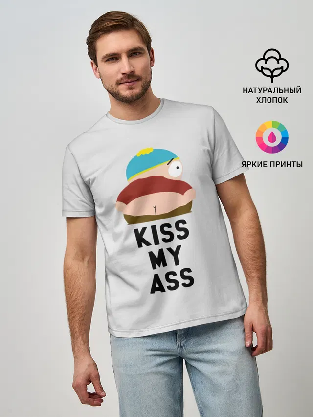Мужская базовая футболка с принтом «Разное — Kiss My Ass»