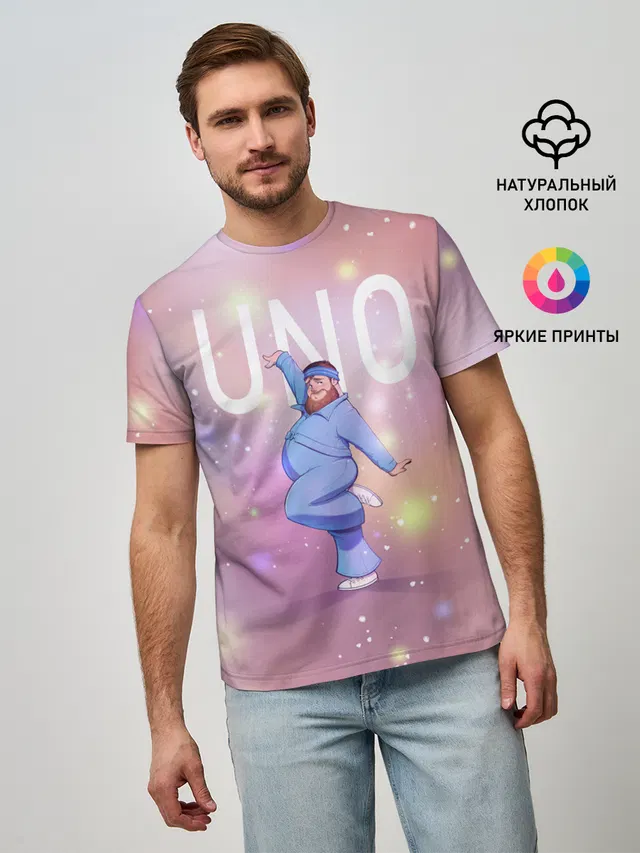 Мужская базовая футболка с принтом «UNO»