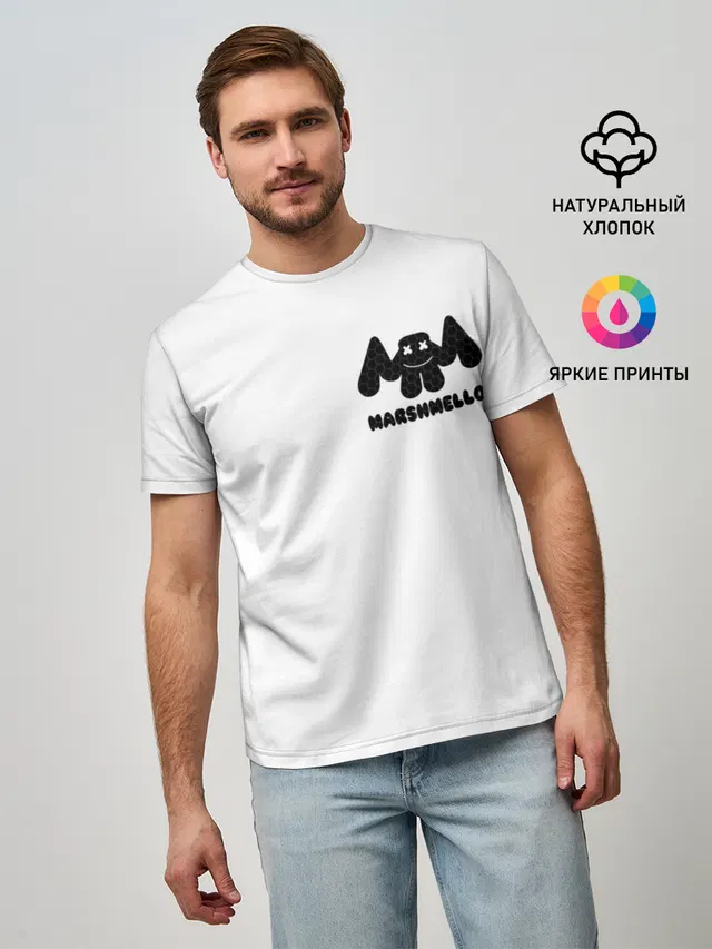Мужская базовая футболка с принтом «Маршмелло»