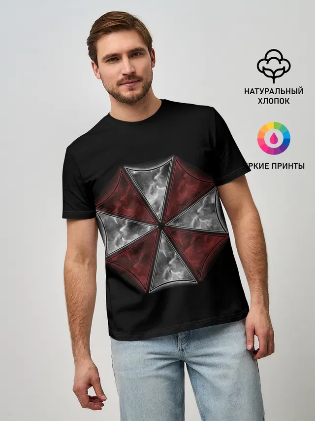 Мужская базовая футболка с принтом «Resident Evil series — Umbrella Corporation»