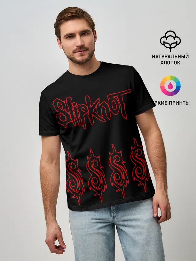 Мужская базовая футболка с принтом «Slipknot S symbol»