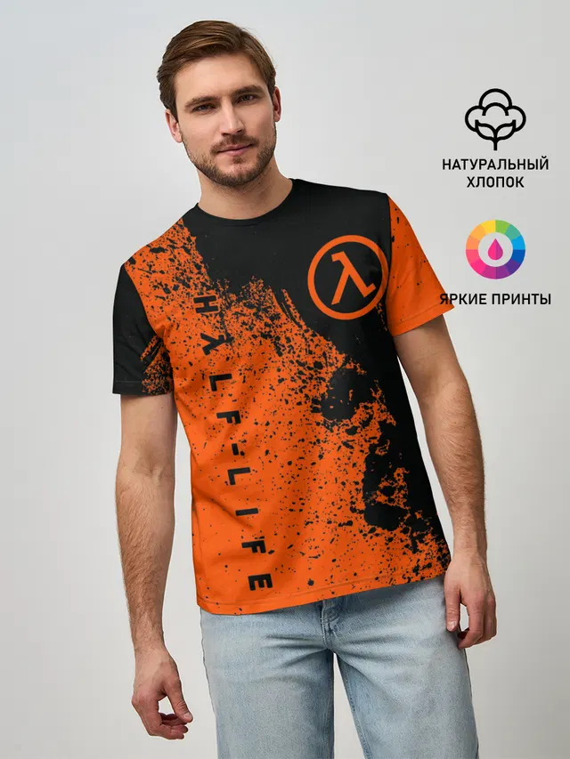 Мужская базовая футболка с принтом «Half-Life»