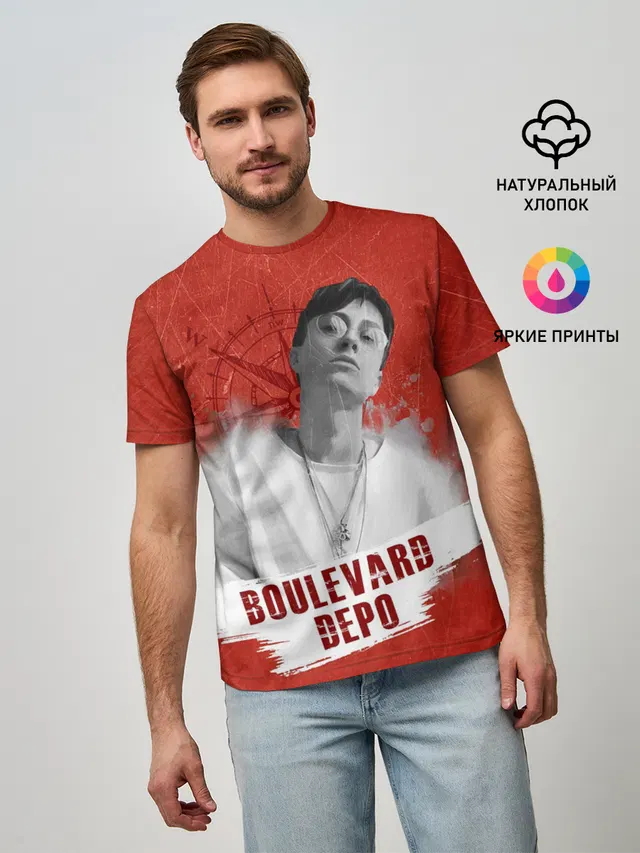 Мужская базовая футболка с принтом «Boulevard Depo»