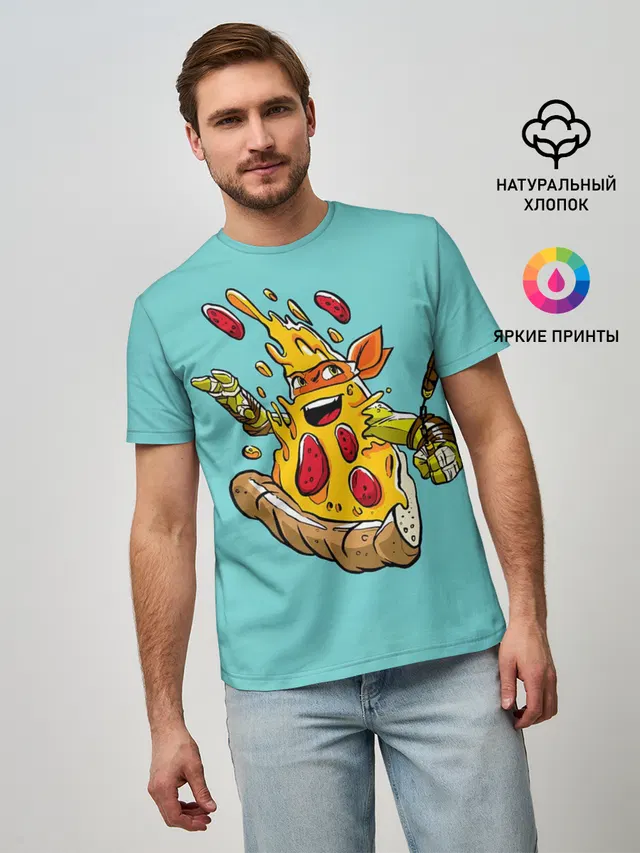 Мужская базовая футболка с принтом «Pizza Time»