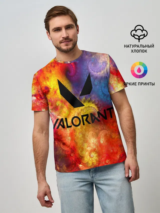 Мужская базовая футболка с принтом «Valorant»