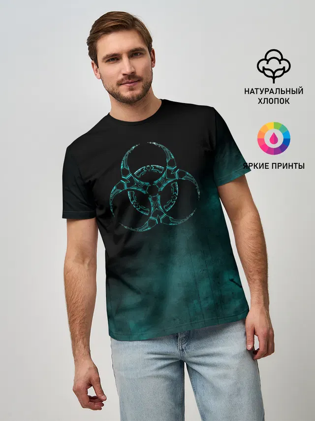 Мужская базовая футболка с принтом «Biohazard sign — Biohazard»