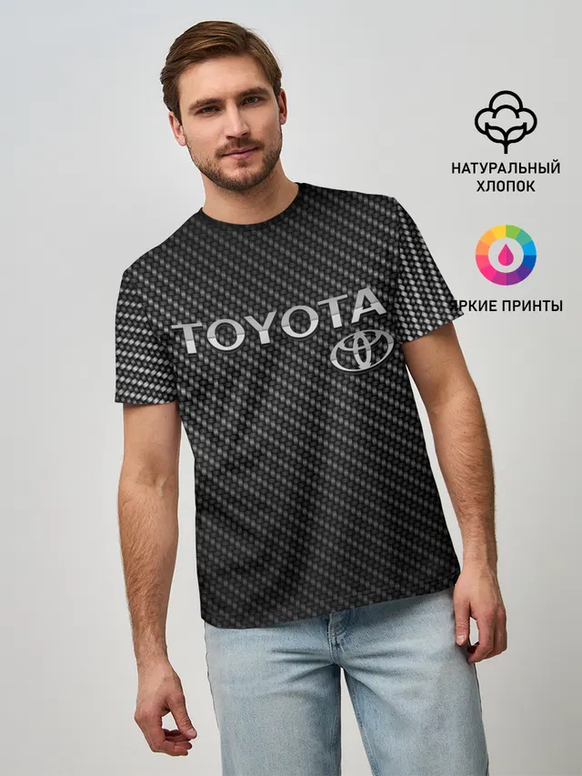 Мужская базовая футболка с принтом «Тойота — TOYOTA CARBON»