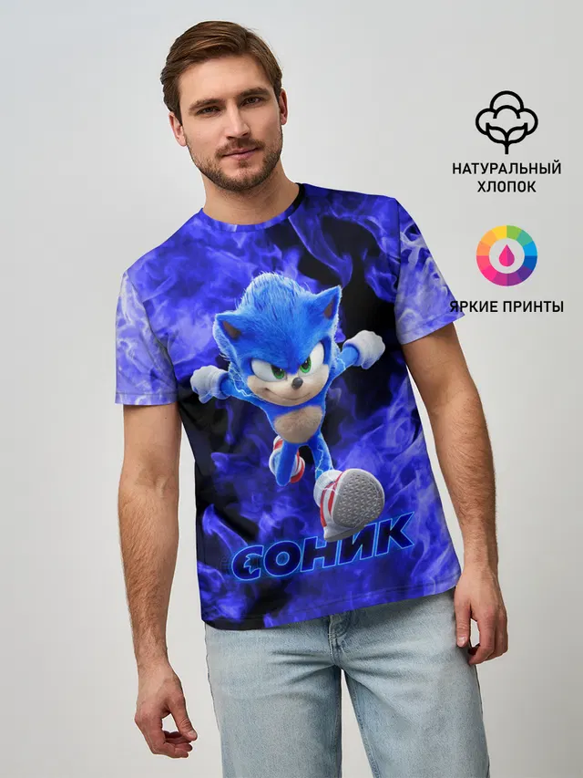 Мужская базовая футболка с принтом «Sonic the Hedgehog Movie»